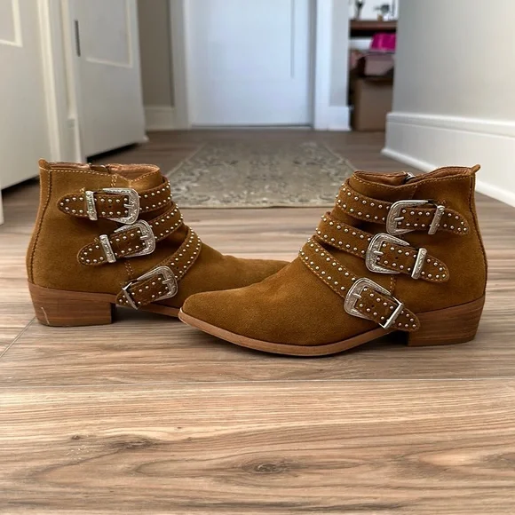 Aqua Shoes Suede Aqua Boots With Silver Bucklesstuds Poshmark